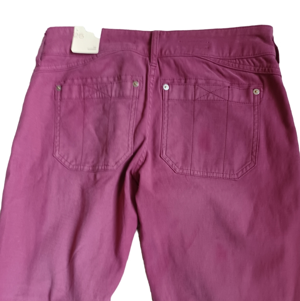 Anthropologie Pilcro Womens Raspberry Low Rise Straight Pants Pockets Size 25 - Picture 7 of 11